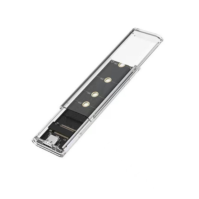 Dual Protocol Portable Transparent M2 NVME & NGFF SSD Case M.2 to USB 3.1 Type-C M-key External SSD Enclosure