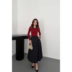 Wholesale Satin Silk Cotton Balloon <b>Skirts</b> <b>Black</b> Embroidered Sequins Print Decoration Flared Design XS Size Natural <b>Long</b> Plain - Product Image 4