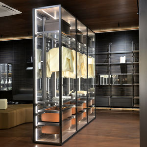 بيع بالجملة رف معاطف من الزجاج والألومنيوم على الطراز الحديث عالي الجودة مخصص في خزانة الملابس غرفة خلع الملابس لغرفة النوم - Product Image 2