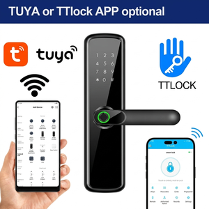 Serrure intelligente Ttlock/tuya en aluminium, serrure <span class=keywords><strong>de</strong></span> porte électronique avec mot <span class=keywords><strong>de</strong></span> passe, empreinte digitale, RFID, entrée sans clé, serrure numérique pour porte d'entrée - Product Image 2