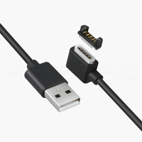 Câble de charge magnétique USB HYTEPRO M501B à 4 broches coudé latéralement, câble de transfert de données magnétique pour les appareils connectés intelligents et les dispositifs médicaux IoT
