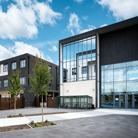 Bâtiment de bureaux en structure métallique préfabriqué moderne à 2 étages avec mur-rideau en verre, retour sur investissement rapide, approvisionnement direct usine