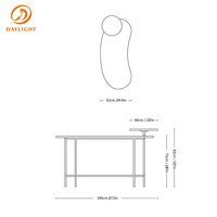 Table de bureau polyvalente pour rangement intérieur avec base en métal noir, design unique pour le bureau et la chambre à coucher