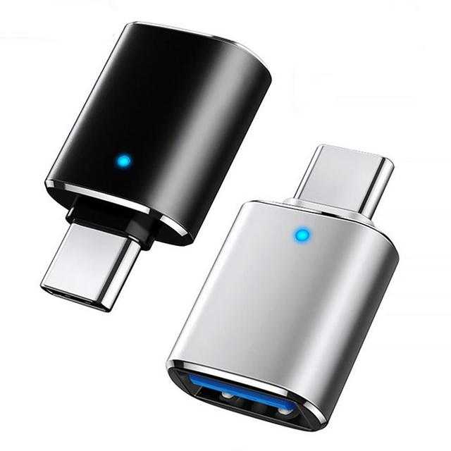 Led Light Usb 3.0 Type C Otg Adapters Type C Male to Usb Female Otg Usb C Converter Phone Charger Adapter for Samsung Huawei