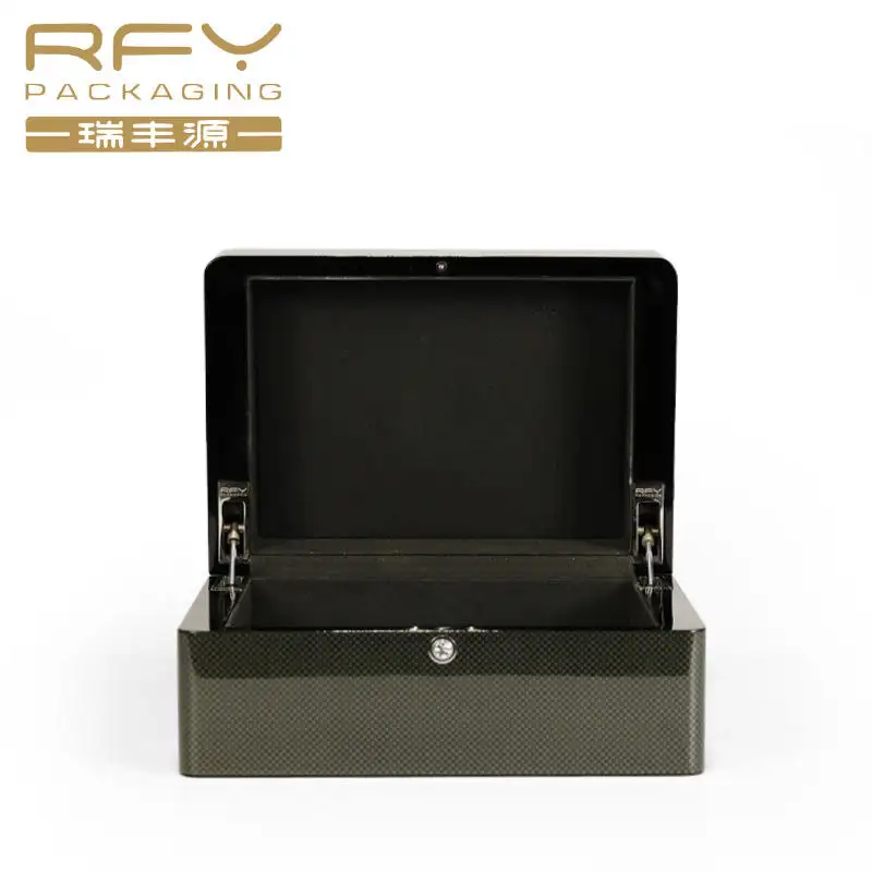 Custom Carbon Fiber Watch Box Luxury Glossy Wooden Piano Lacquer Watch Storage Display Box Black Watch Boxes Cases
