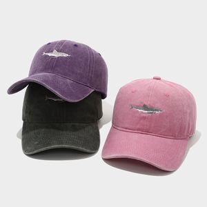 Gorra de Béisbol Unisex de Mezclilla Ajustable con Diseño de Tiburón, Estilo Étnico, 100% Algodón, Acabado Lavado, Tendencia de Moda Urbana, Gorra para el Sol - Product Image 2