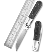 Couteau pliant de qualité industrielle D2Steel, personnalisable, OEM, avec lame à pointe tombante et manche en fibre de carbone, pour le camping et la chasse