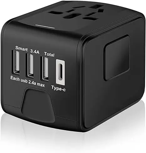 Universal International Travel Power Adapter mit Hochgeschwindigkeit 2.4A USB 3.0A Typ-C Wandladegerät europäischer Adapter weltweiter Wechselstromanschluss