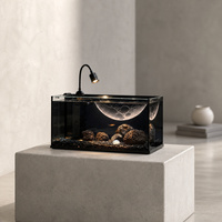 Kit d'aquarium nano en verre ultra-clair à 91 % de clarté, vente en gros, aquarium de bureau personnalisé avec projecteur à 3 couleurs à mise au point réglable