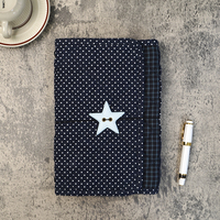 Couverture de carnet de voyage en tissu matelassé avec logo personnalisé, entièrement personnalisable, esthétique à pois, organiseur de journal
