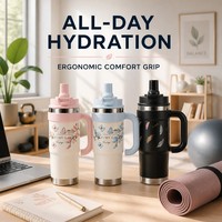 Gobelet isotherme à double paroi en acier inoxydable de 820 ml avec poignée et isolation thermique de 6 à 12 heures, tasse de voyage