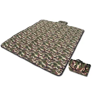 Outdoor Travel Camping custom Picnic mat blanket print camouflage color Polar Fleece Stadium Waterproof Picnic Blanket