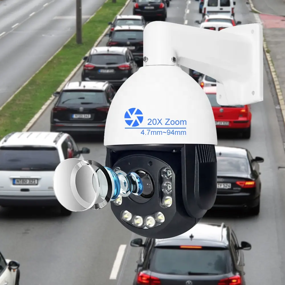 CCTVメーカーIPカメラ人間の形の自動追跡屋外5MP20XズームネットワークPTZカメラ (マイクスピーカー付き) 双方向オーディオ