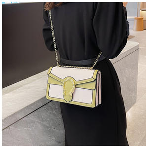 2025 nouvelle mode rétro épissage sac à bandoulière Collision couleur Sac De luxe femmes épaule bandoulière chaîne petit sac carré - Product Image 3
