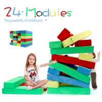 Juego de Sofás Modulares de 24 Piezas para Niños, Espuma de Alta Densidad, Sofá de Juego para el Aprendizaje Creativo