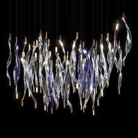Lustre suspendu personnalisé en cristal, design épuré, pour restaurant de luxe, hall d'hôtel, villa