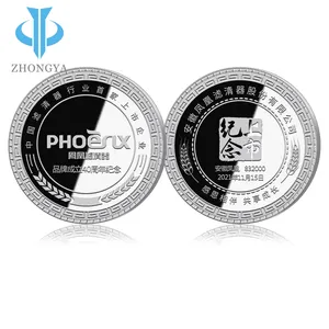 Zhongya Machen Sie Ihre eigenen Gedenkmünzen Design Logo Gravur Blank Günstige Custom Metall versilberte Münzen