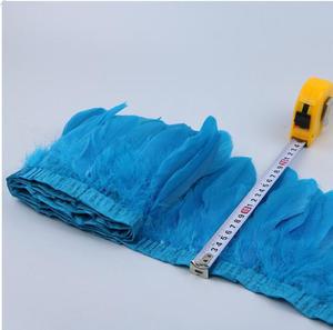 Bordures en plumes d'oie naturelles <span class=keywords><strong>pas</strong></span> chères pour costumes, franges en plumes d'oie teintes vert foncé pour jupes avec ruban de <span class=keywords><strong>satin</strong></span> - Product Image 2