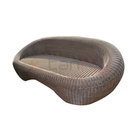 Meubles de table basse en forme de citrouille au design moderne, ensemble de canapés en osier pour le jardin avec cadre en métal