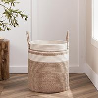 Panier de rangement multifonctionnel moderne en corde de coton tressée, écologique, durable, en forme de cylindre, gain de place, avec poignée