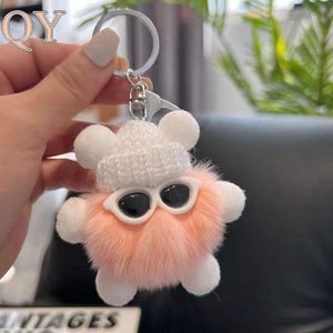 QY mignon en peluche poupée porte-clés doux Pom Pom moelleux boule dessin animé pendentif sac breloque porte-clés cadeau - Product Image 2