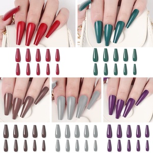 Btartbox-Gel Nail Kit-500Pcs Long Coffin Ballerina Press on Nails DIY Art Kit 4PCS Glues 1PC Nail File with Case