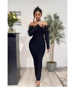 Neue Damen Elegante Blasen perlen Feder perlen Einteiliges Kleid Langer Maxi Formeller Verband INS Style XS Größe