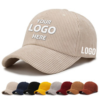 Topi Baseball 6 Panel Tanpa Struktur Bahan Corduroy Dengan Logo Bordir Kustom Grosir Topi Baseball Kosong Adjustable Untuk Wanita & Pria JB5