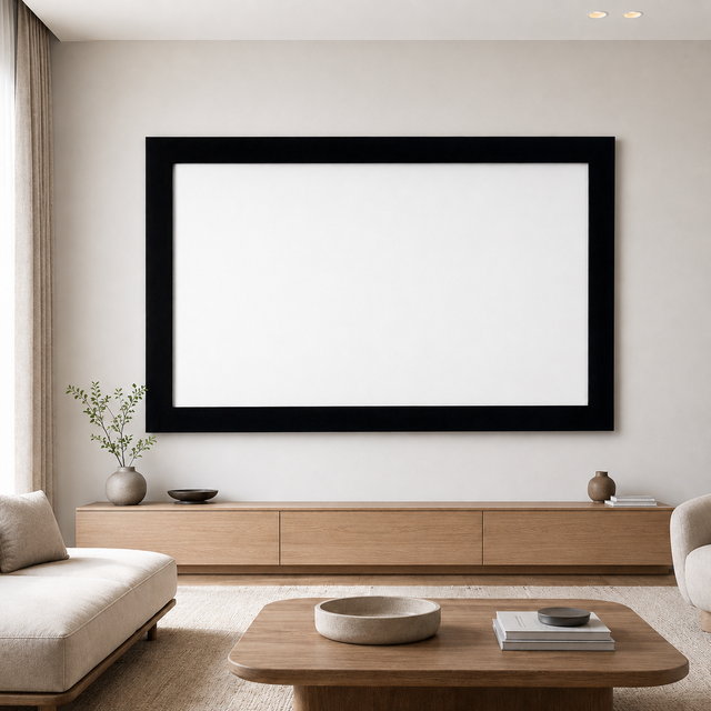 Fixed Frame Projector Screen 16:9 4K 8K Ultra HD Ready Black Velvet Aluminum Frame with Tension System for Home Theater
