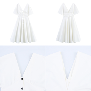 Vestido J12 Boutique para Mujer, Sexy, Estilo Urbano, Simple y Elegante, Vestido de Verano Informal de Manga Corta con Cuello en V, Corte en A, Vestido Blanco para Fiesta - Product Image 4