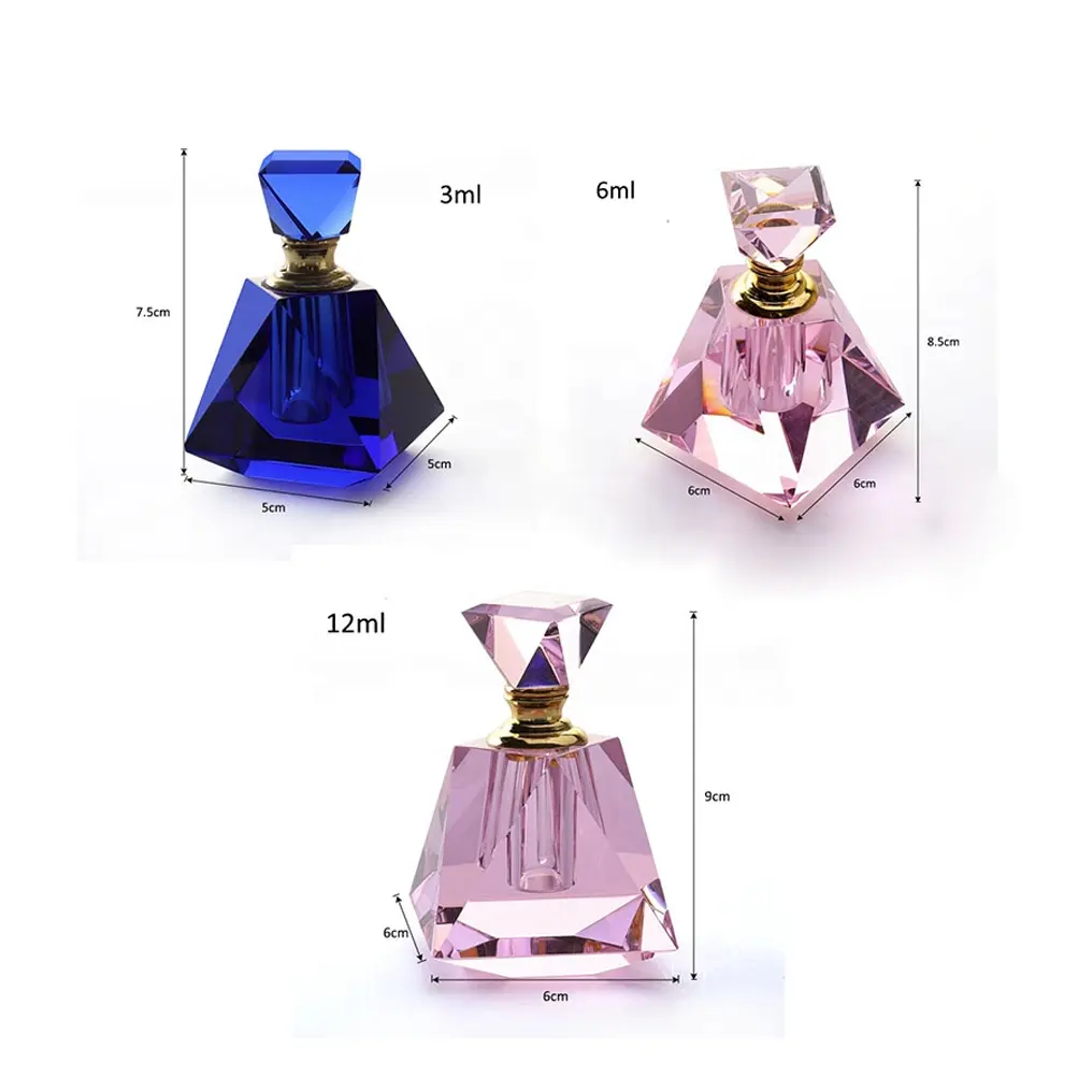 Botol parfum kristal ukir teks logo kustom kualitas tinggi mewah botol minyak aroma kaca