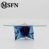 Tables basses triangulaires en acier inoxydable au design moderne, plateau en verre trempé, couleur personnalisable, tables durables pour salon
