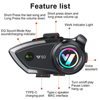 Headset Bluetooth Nirkabel Helm Motor Y80 Long Range Talking 1000MAH dengan Speaker Volume Maksimum