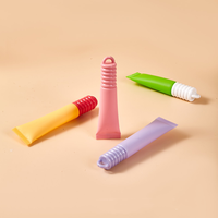 Tube de brillant à lèvres rose et violet de 10g, 15g, 20g avec embout angulaire, tube vide pour huile à lèvres et baume à lèvres, emballage cosmétique pour les lèvres avec capuchon à boucle