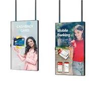 Écran d'affichage LCD double face suspendu de 43 à 49 pouces, affichage numérique intelligent pour la publicité, affichage pour vitrine de magasin