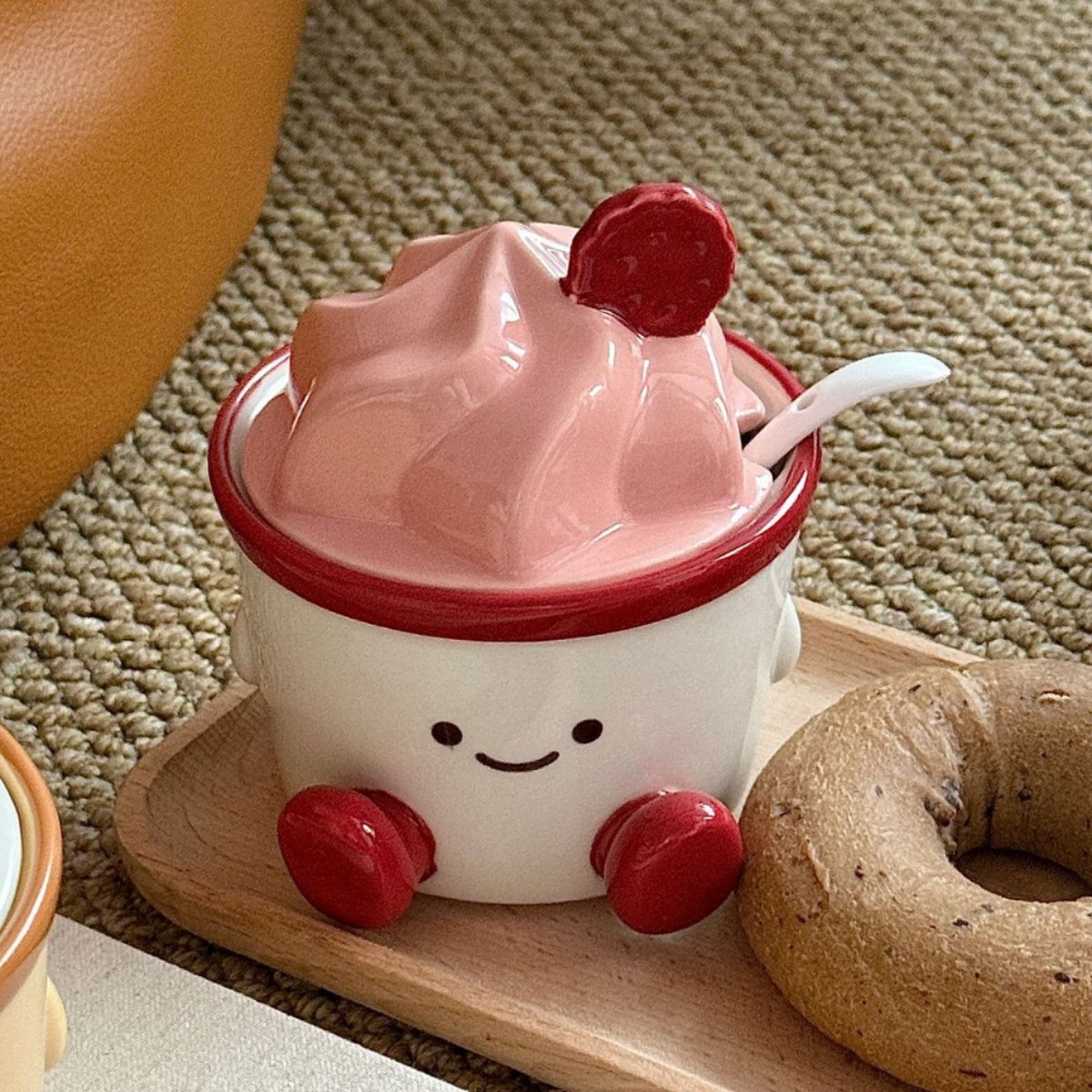 Petit pot d'assaisonnement pour gâteau de pied rose