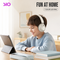 Casque audio supra-auriculaire de haute qualité pour le voyage, le bureau et les études, avec coussinets doux, basses stéréo, lumière RVB colorée, autonomie de 5 à 10 heures