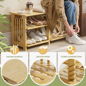 SENYU Modern <b>Wooden</b> Shoe Rack <b>Storage</b> <b>Bench</b> <b>with</b> 4 Shelves Space Saving Entryway Furniture for Home Use - Product Image 3