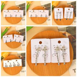 Crystal Flower Drop <b>Earrings</b> Stainless Steel Posts Claw Setting Party Jewelry 925 Silver Needle Elegant Tassel Design - Product Image 1