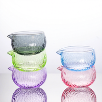 ESTICK Bol à matcha en verre coloré, bol à thé japonais, peint à la main, verrerie résistante à la chaleur, accessoire de thé en boîte pour la maison