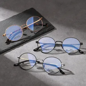 Armação de óculos masculina, armação de óculos de metal ótico dourada 2021