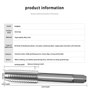 Tarauds à main HSS 6542 à pointe spirale, tarauds de filetage manuels, tarauds pour perçage traversant - Product Image 5