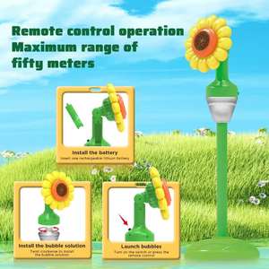Mesin Gelembung Bunga Matahari Berdiri dengan Remote Control, Tinggi Dapat Disesuaikan, Mesin Gelembung Elektrik dengan Lampu LED, Mainan Gelembung Luar Ruangan - Product Image 3