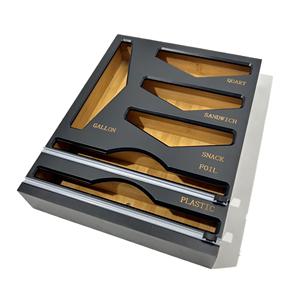 Yüksek kaliteli Minimalist tasarım çok fonksiyonlu 3-in-1 duvara monte siyah bambu sarılmak Film kesici Wrap dağıtıcı mutfak için - Product Image 2