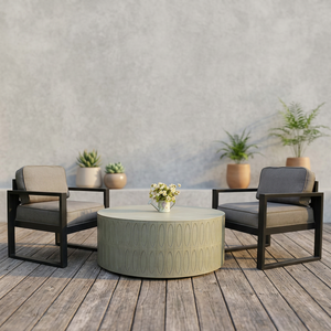 Modern Fox Eyes Pattern <b>Round</b> GFRC Concrete Coffee <b>Table</b> Lightweight Weather Resistant Outdoor <b>Patio</b> Furniture - Product Image 1