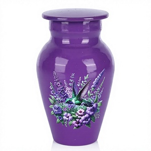 Urna Funeraria Azul con Diseño de Palmera Tropical para Cenizas de Adultos, Contenedor Conmemorativo Personalizable - Product Image 3