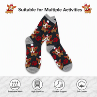 Chaussettes pour femmes, design personnalisé, couleur personnalisée, confortables, mignonnes, motif de chien de dessin animé, tricot jacquard, coton peigné, pour la vie quotidienne