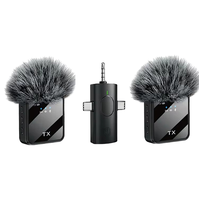 Lapel High Quality 2 in 1 Wireless Dual Lavalier USB Microphone Plug and Play iphone Color Android (type C) Professionnel 3.5mm