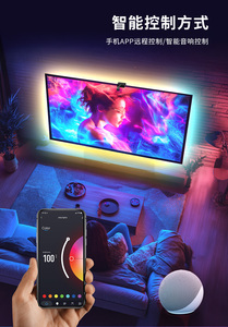 ไฟ LED แถบหลังทีวีอัจฉริยะ IP20 3.8 ม. 12V RGBIC 55-65 นิ้ว รองรับ Tuya Sync Music App Google Alexa Wifi พร้อมกล้องในตัว - Product Image 3