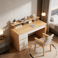 Bureau d'ordinateur moderne et simple en bois d'hévéa, multifonctionnel, pour salon, avec couleurs assorties, pliable, sans installation, idéal pour appartement